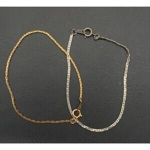 Vintage Lot Of 2 Small Dainty Timeless Bracelets 1 Gold Tone & 1 Silver Tone